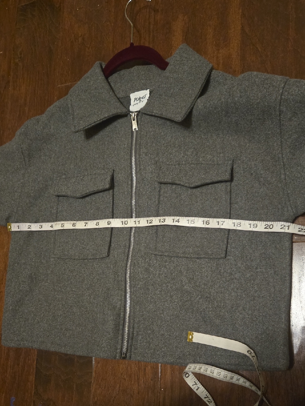 Planet Heart Gray Fleece Zip Up Crop Jacket Size L - Picture 7 of 11